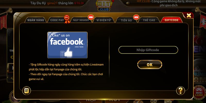 Tiến lên đếm lá Hit Club: Trải nghiệm game hot bậc nhất 2025 5 Tặng giftcode trên tiến lên đếm lá Hit Club