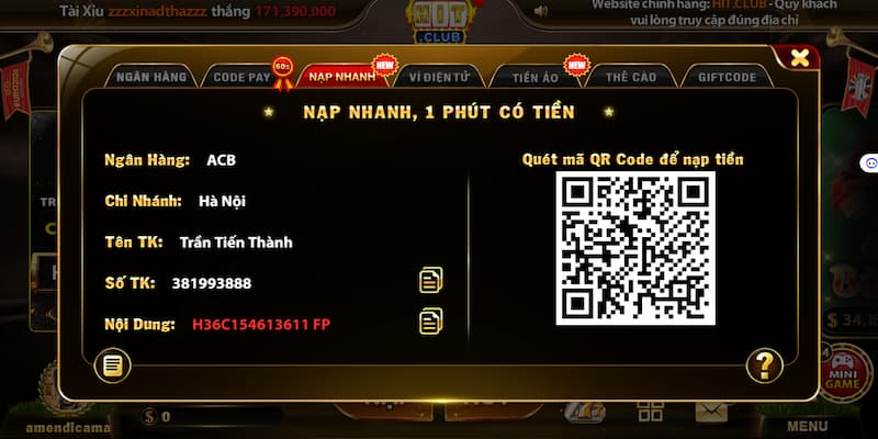 Nạp tiền Hit Club: Hướng dẫn nhanh chóng trong 3 phút 5 Hình thức nạp 1Pay siêu nhanh